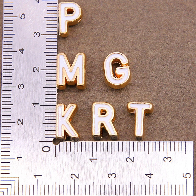 10pcs White Color Enamel Charm A-Z Letter Beads Alphabet Initial Letter loose Spacer Bead For DIY Making Bracelet Jewelry 10MM