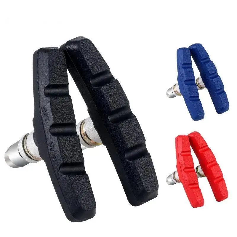 Mountain Bike V Brake Pads Non-deforming Universal Stainless Steel Rubber 1 Pair for Long Distance Cycling Trips
