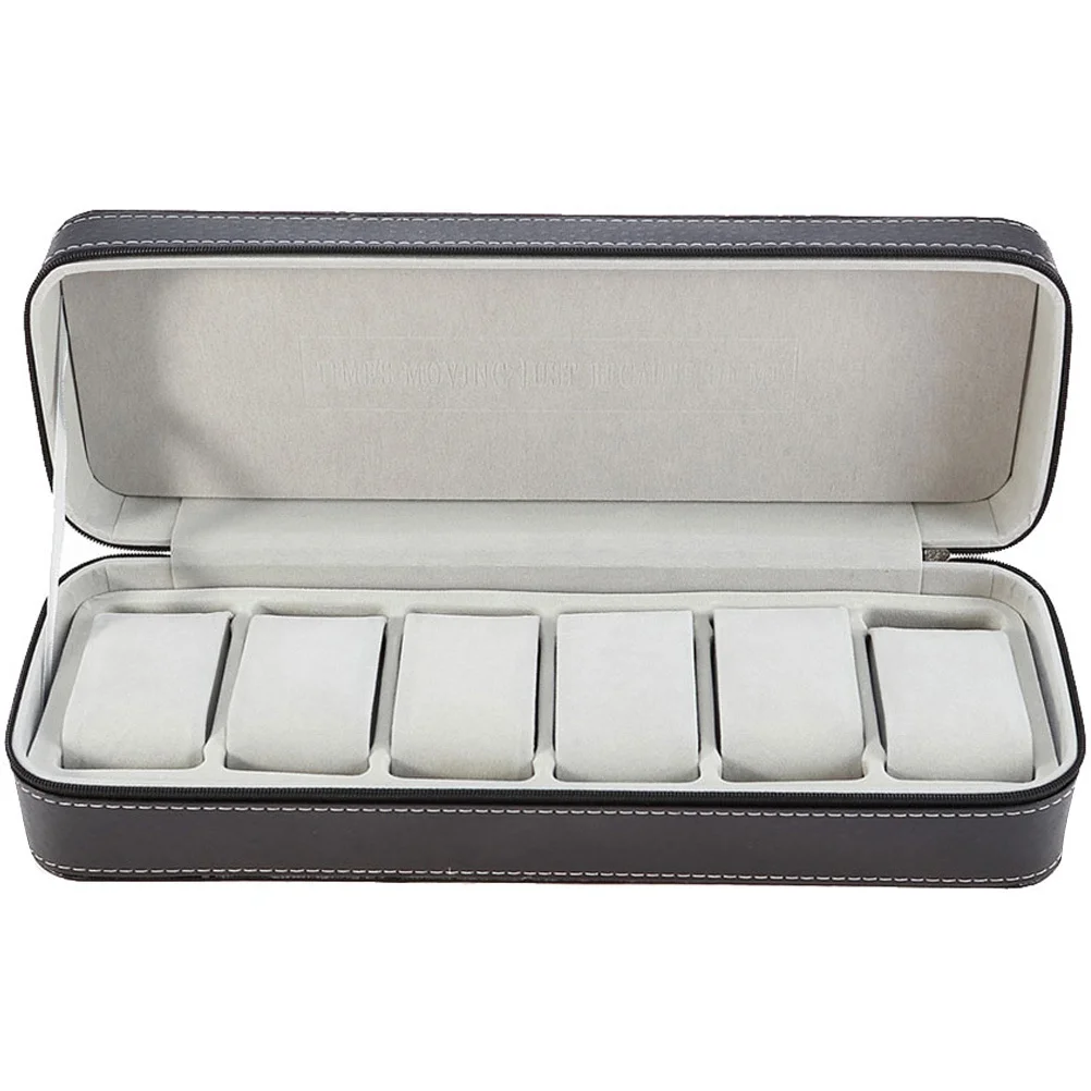 Mallette de rangement de montre à 6 fentes, fermeture à glissière Portable, organisateur de montre, boîte de rangement de bijoux, boîte de transport de voyage, étui à bijoux