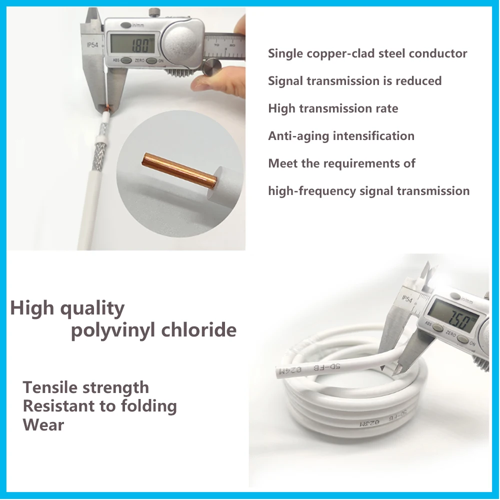 وحدة تغذية هوائي إشارة التردد العالي المحورية RF ، أسلاك موصل 50Ohm ، اتصالات السيارات ، فيديو المراقبة ، كابل 5D-FB