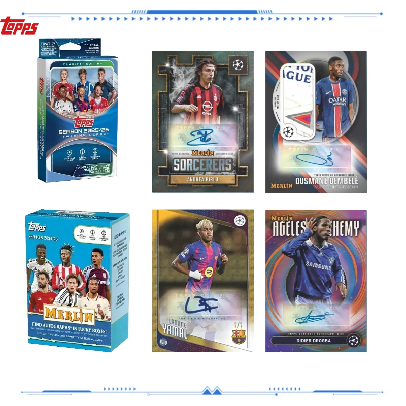 Caja Misteriosa de Tarjetas Coleccionables de Fútbol Topps 2025-26 Flagship UCC 2024-25 Chrome Merlin UEFA UCC Club, Regalos de Cumpleaños para Niños y Niñas