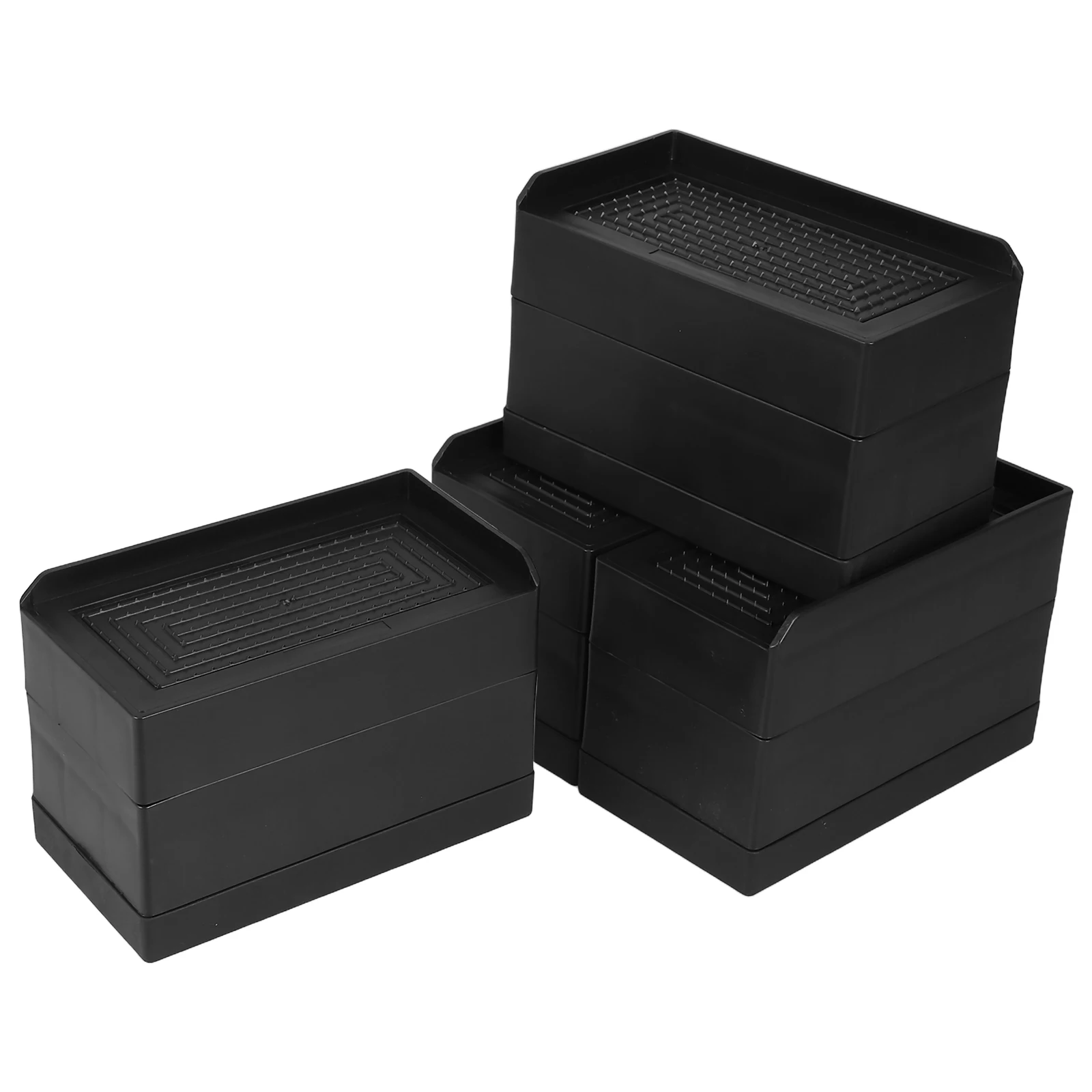 4pcs Rubber Bed Leg Risers Heavy Duty Furniture Lift Blocks Stackable For Sofa Table Chair Desk Dorm Frame Elevator Non-Slip