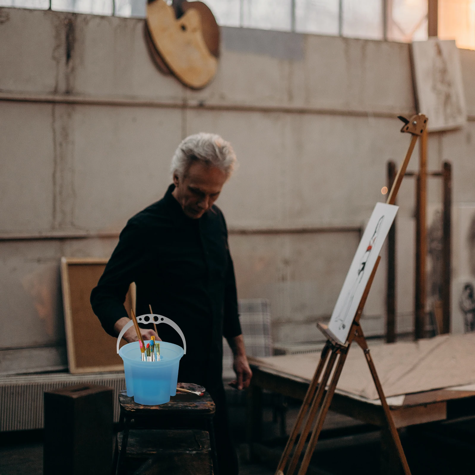 2 قطعة دلاء اللوحة البلاستيكية عالية الجودة حياة طويلة فرشاة غسل الحاويات لوازم الفن أحواض فرشاة الفنان أدوات الرسم