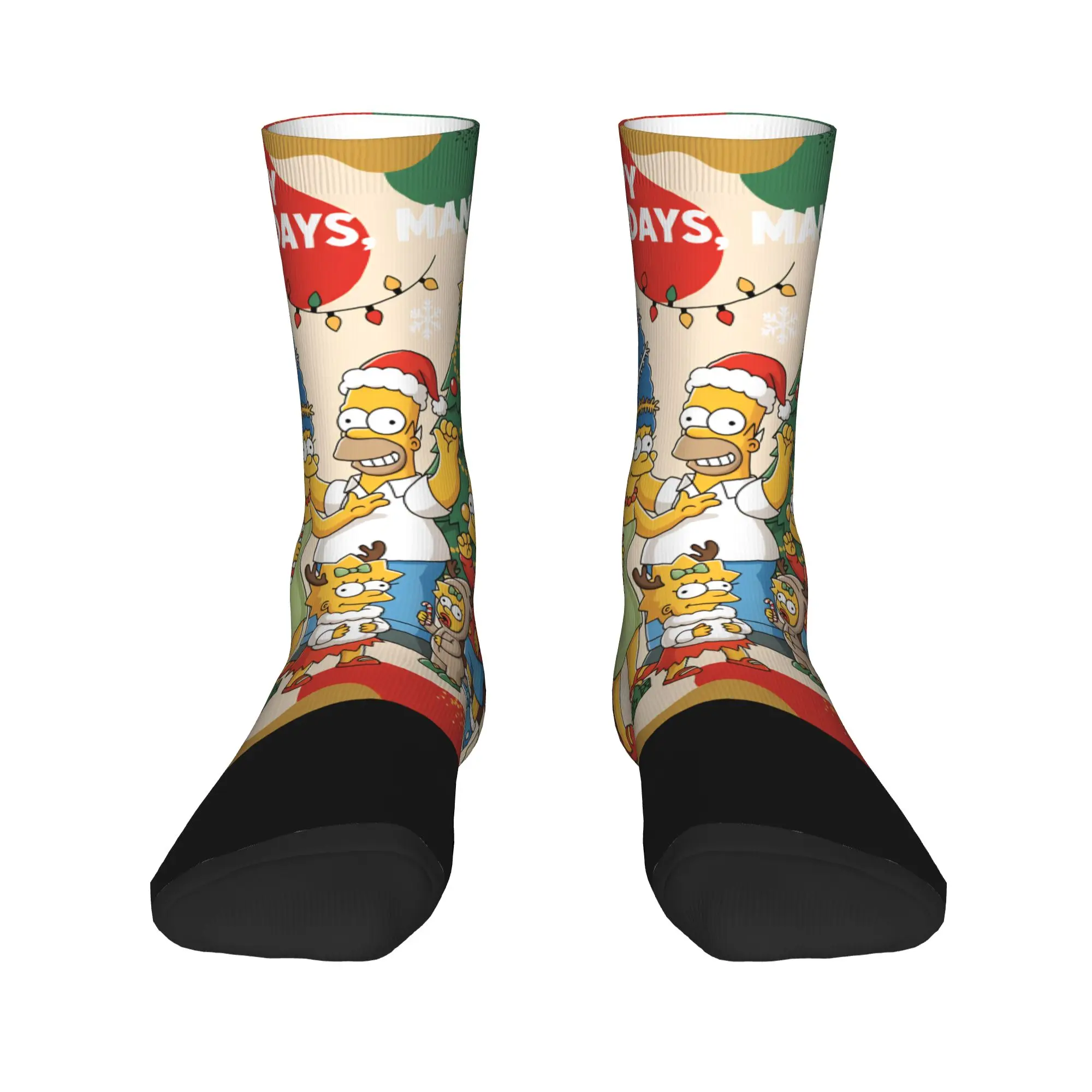 Funny Holiday Cartoon Art Print Socks The S-Simpsons Non Skid Stockings Men Breathable Running Socks Winter Retro Graphic Socks