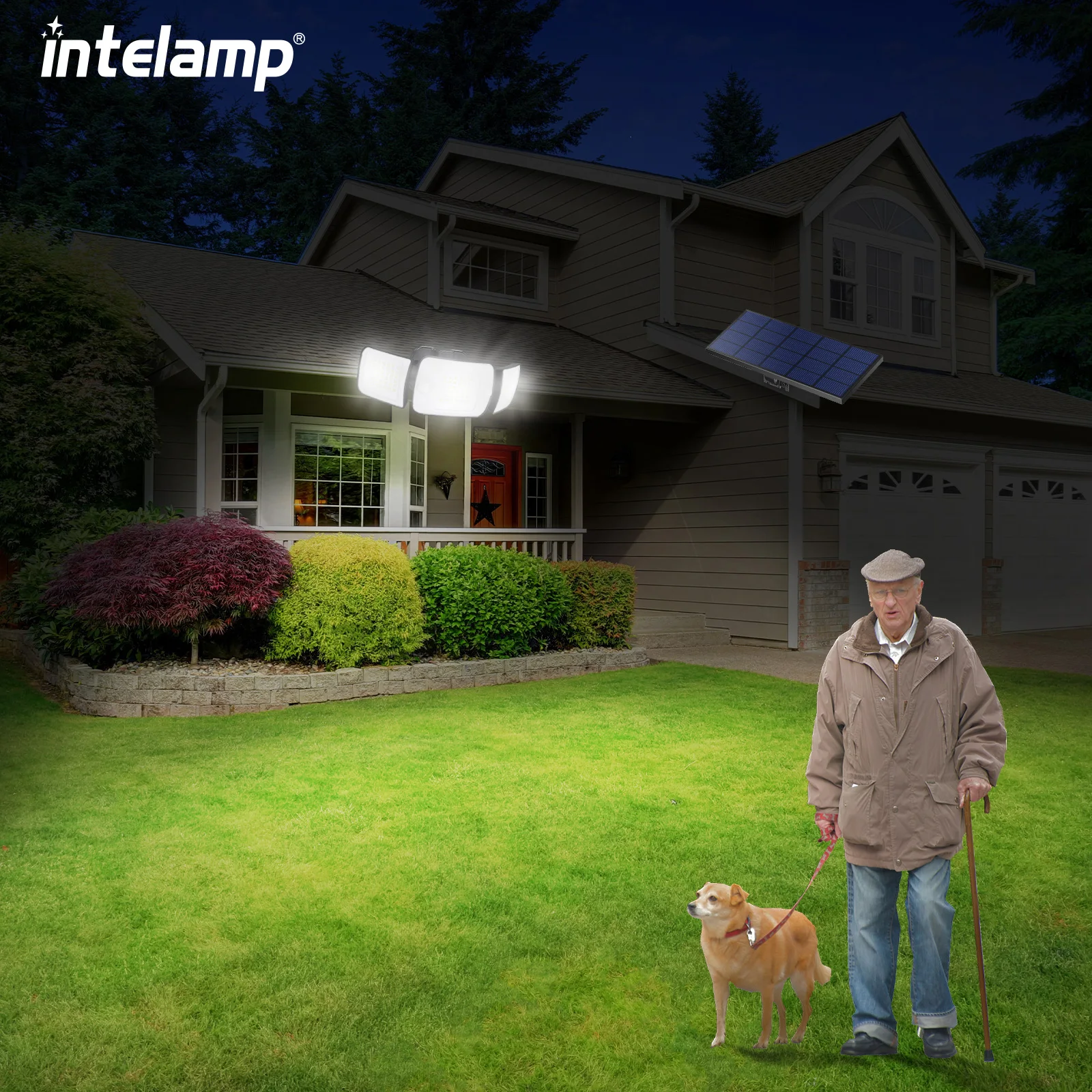 Imagem -03 - Luz Exterior Solar Inteligente com Sensor de Movimento Parede Impermeável Brilhante Lâmpada de Rua Jardim Quintal Caminho Garagem Escadas Varanda