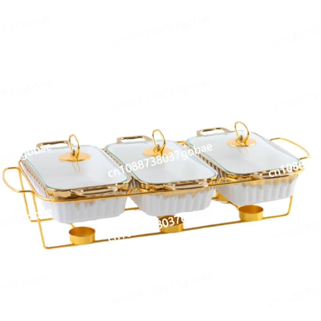 

Трехсекционная керамическая форма для запекания, бытовая, для сервировки стола, с подогревом, для супов и тушения