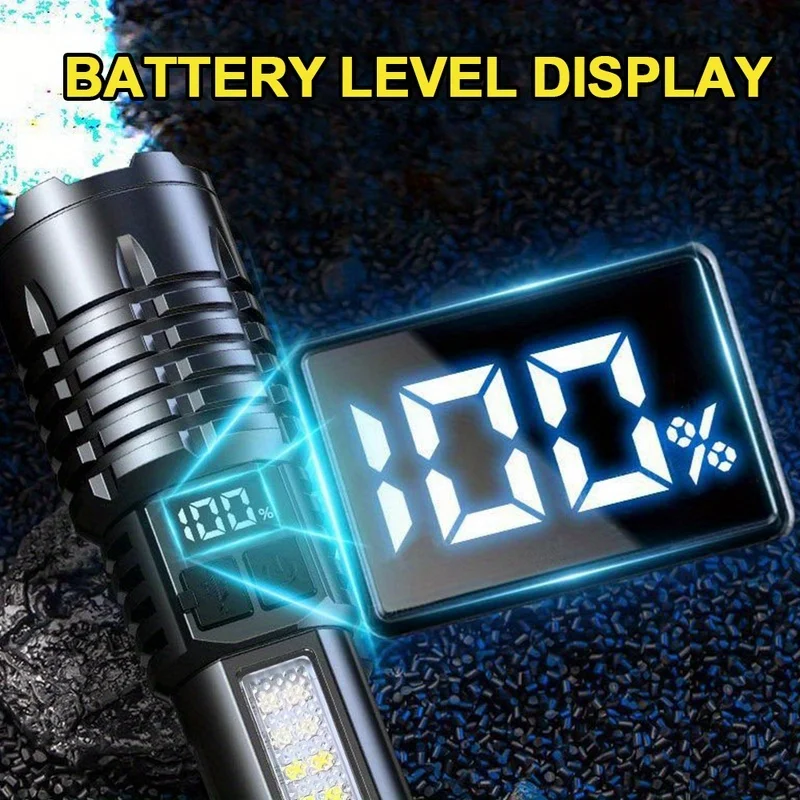 High Power Led Flashlight Telescopic Zoom Built-in Battery Rechargeable Led Flashlight Outdoor Camping Fishing Hiking Torch