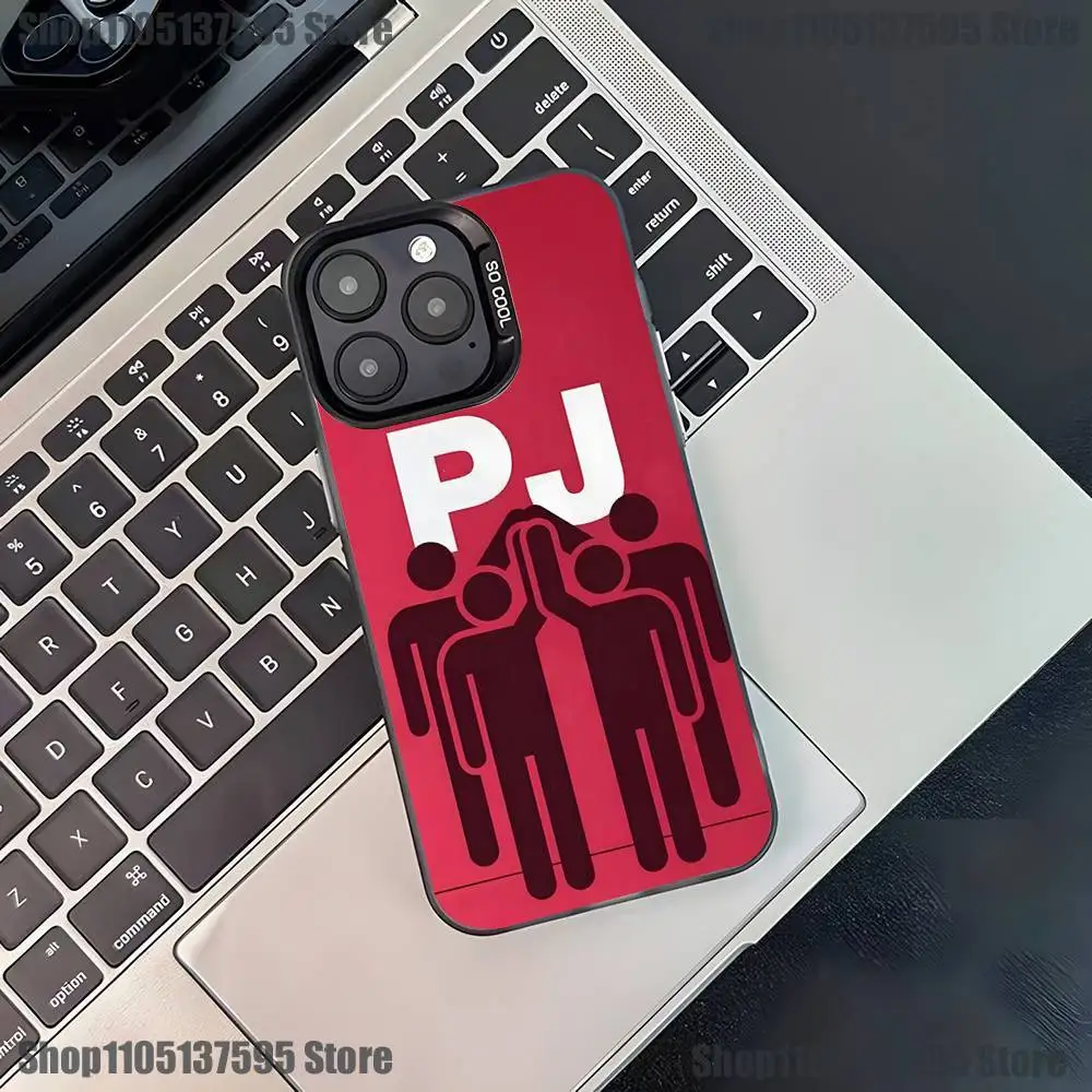 حافظة هاتف P-Pearl J-Jam لهاتف iPhone 17,16,15,14,13,12,11,Pro,XS,Max,Plus,Mini,SE4,E غطاء أسود غير لامع مقاوم للصدمات