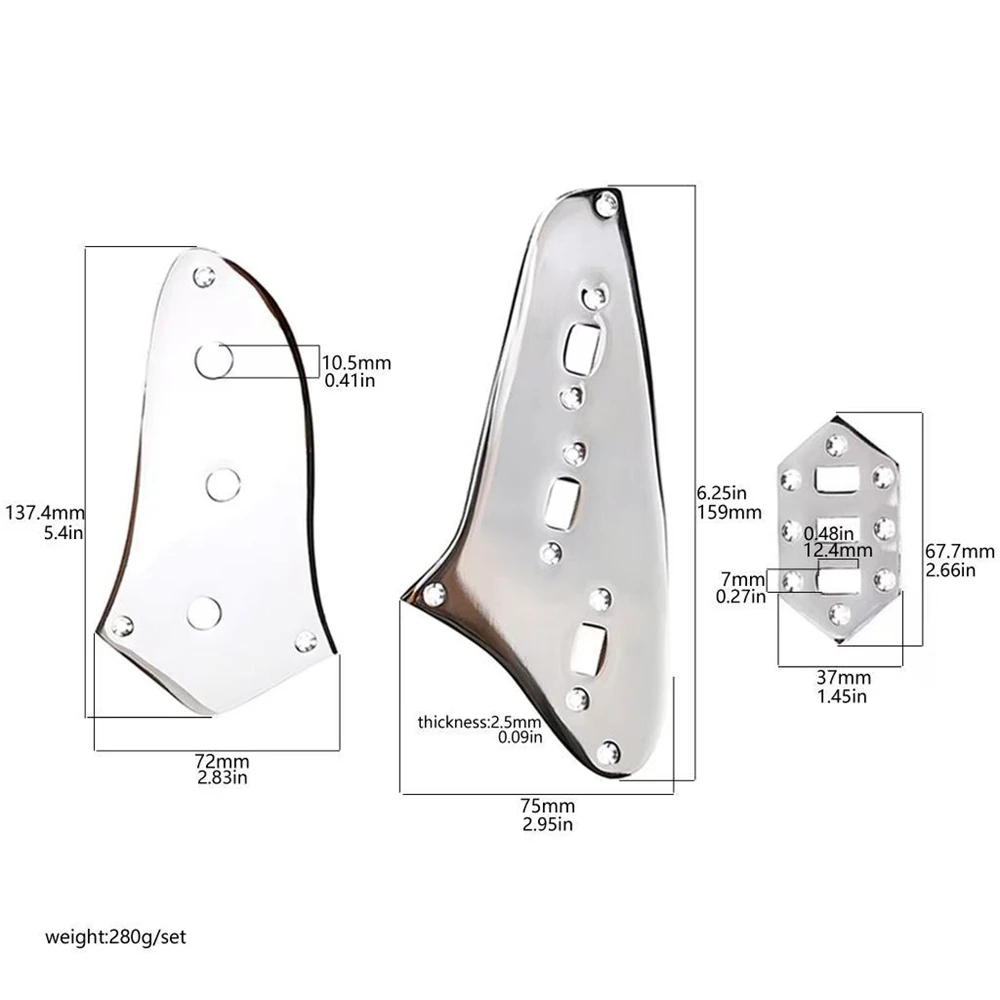 Ein Satz Metall-Chrom-Lautstärkereglerplatten für E-Gitarrenteile, Musikinstrumentenzubehör – Detail 7