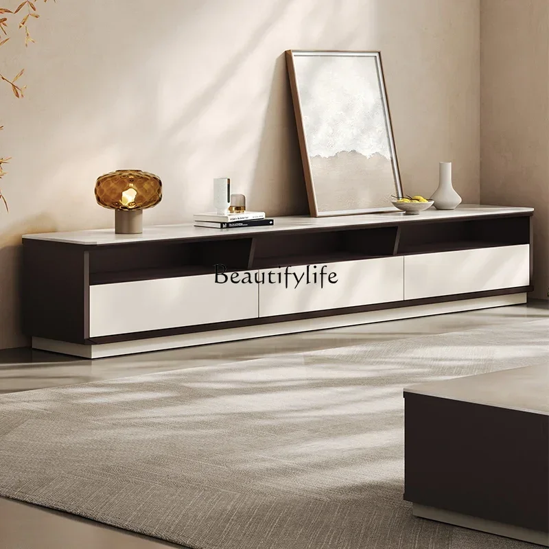 

ls 04Italian light luxury rock slab coffee table TV cabinet combination