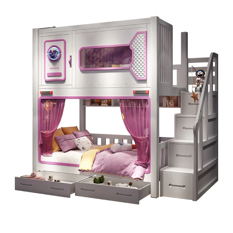 

Space capsule bunk beds Children's bed Girl Princess tree house Double Full solid wood tree house elevated bed