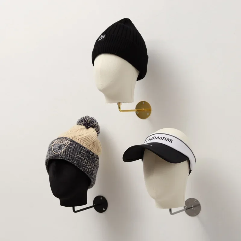 Wall-mounted clothing store hat model head, wall-mounted hat rack wig display stand