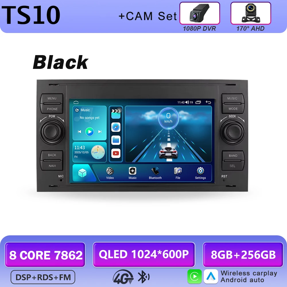Android autoradio AUTO Carplay voor FORD C-Max Connect Fiesta Fusion Galaxy Kuga Mondeo S-Max Transit Focus GPS multimediaspeler