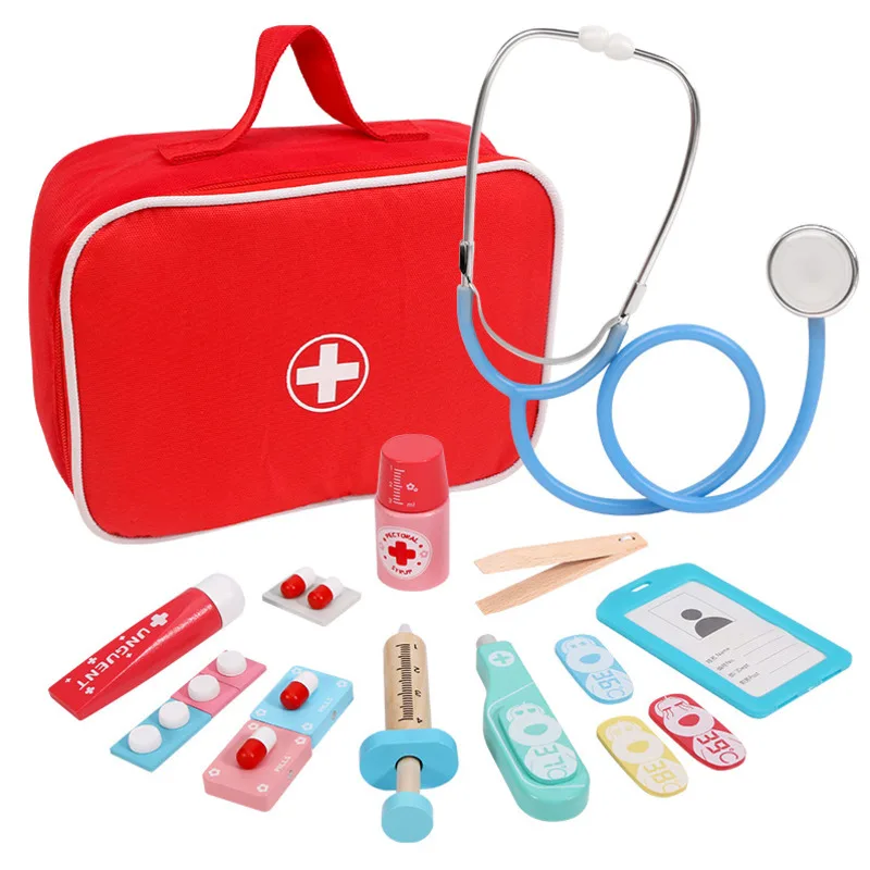 Jouet de simulation de docteur en bois, accessoires pour enfants, coffre de médecine, ensemble de simulation, nouveau