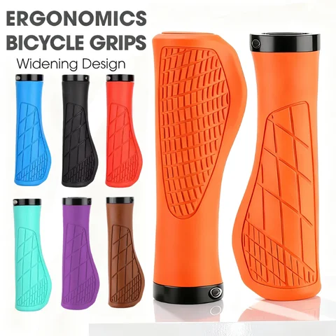 자전거 핸들 그립 넓어진 부드러운 MTB 핸들바 커버 인체공학적 내구성 미끄럼 방지 충격 흡수 자전거 그립 잠금 링 포함