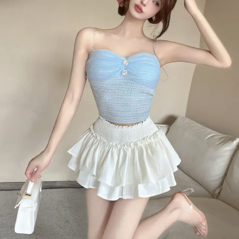 

Плиссированная юбка женская, универсальная, сексуальная, с эластичной резинкой на талии, удобная летняя уличная одежда, клубная, стильная, привлекательная, в корейском стиле, новинка принцессы