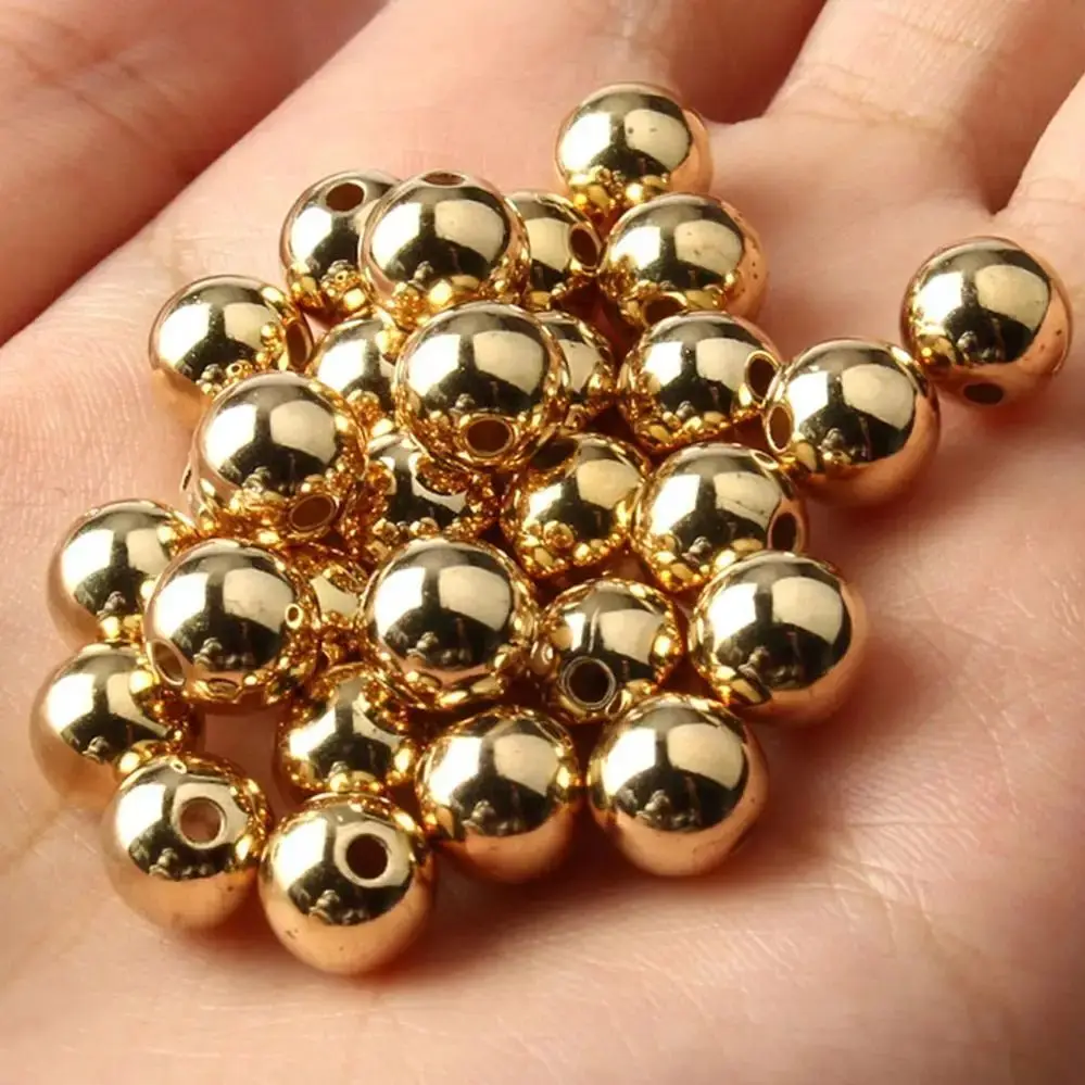 30-500pcs 3/4/6/8/10/12mm CCB Plastic Gold Round Acrylic Spacer Beads For Jewelry Making DIY Bracelets Supplies Accessories