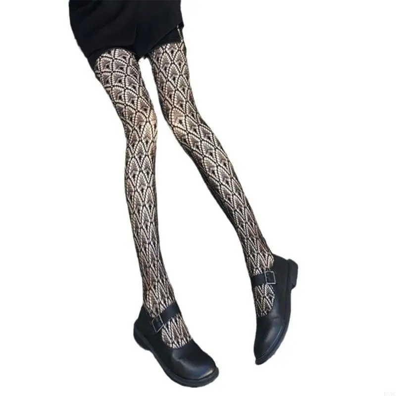 

L5YC Women Geometric Pattern Sheer Fishnet Pantyhose Sexy Sheer Mesh Tights Stockings