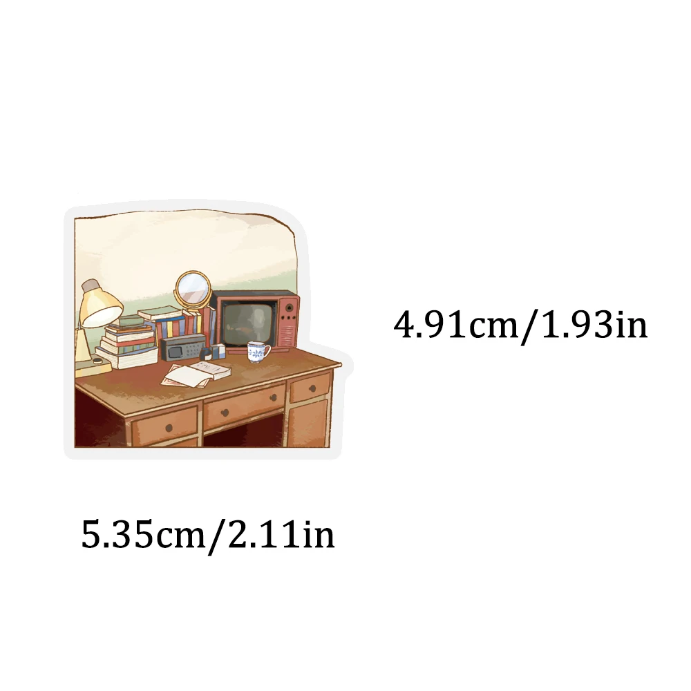 50PCS Cartoon Nostalgic Street Home PET Stickers Art Collection Gifts Decorative Books Phone Cases Water Cups Guitar Laptop