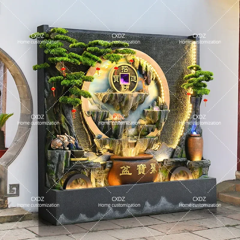 Water Curtain Wall Rockery Fountain Indoor Outdoor Courtyard Office Living Room Alpine Style Circulating Water Feature Lucky