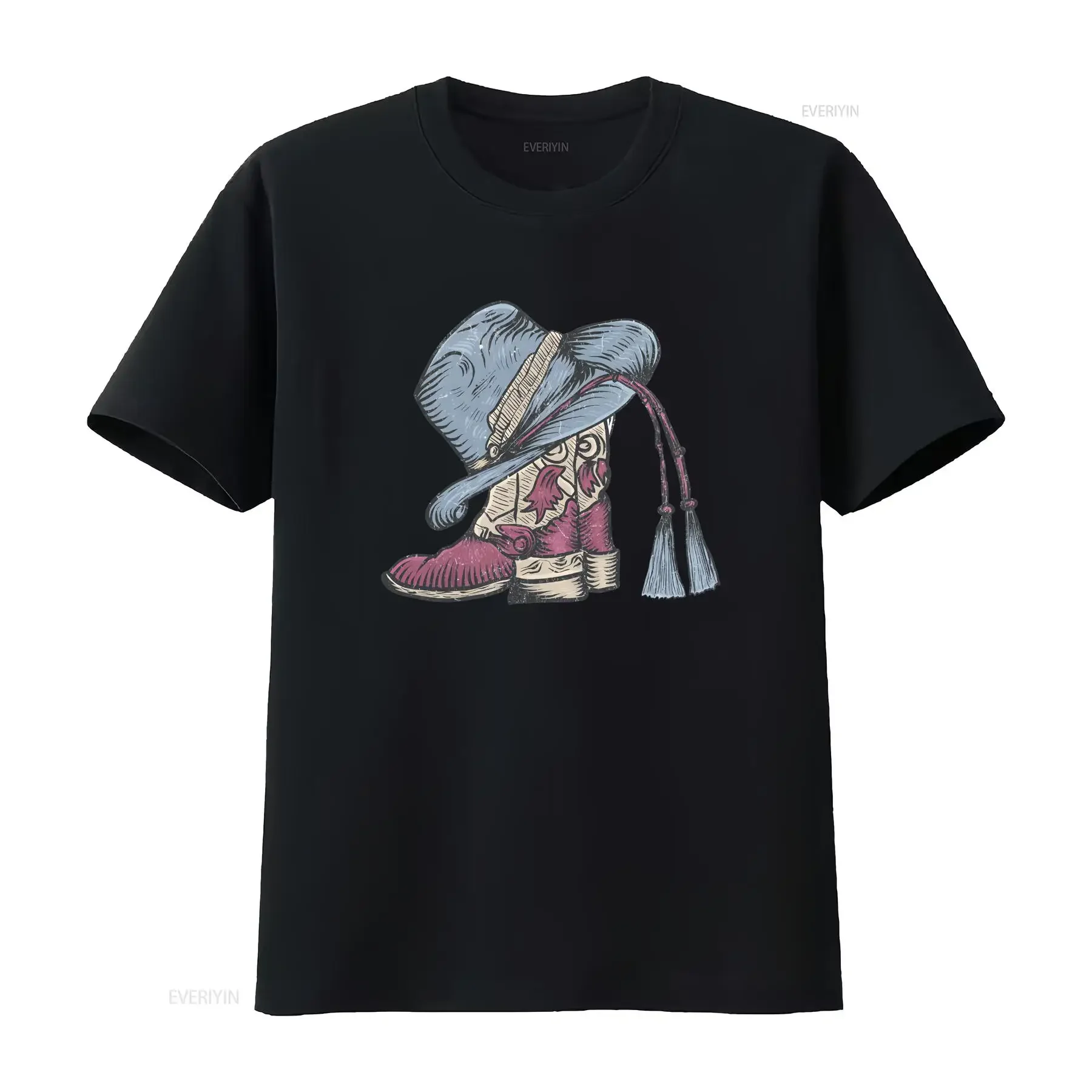 Cowgirl Boots T Shirt Vintage Western Boho Country Style Oversized for Women vintage Washed Unisex Casual Top For Everyday Wear