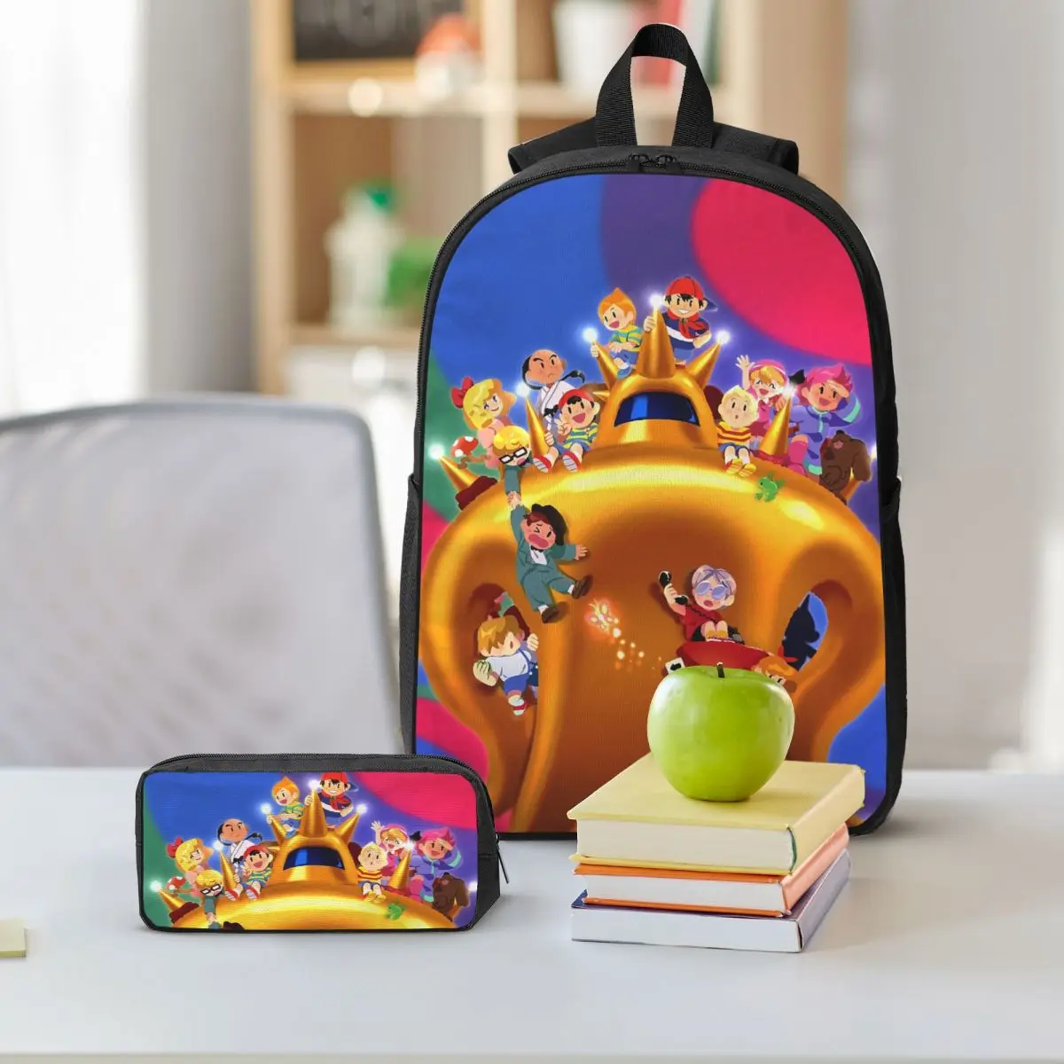 Рюкзак Earthbound для студентов, сумка для книг для мальчиков и девочек, школьная сумка, компьютерные сумки на плечо, 3 шт., изолированная сумка для обеда, пенал