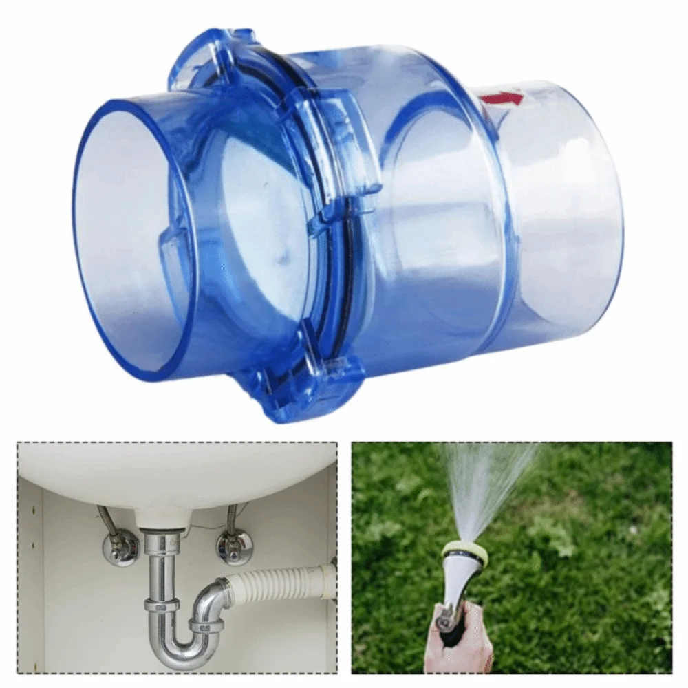 

50-мм обратный клапан из НПВХ, прозрачный, с подвижной заслонкой, предотвращающий обратный поток, для кухонного слива