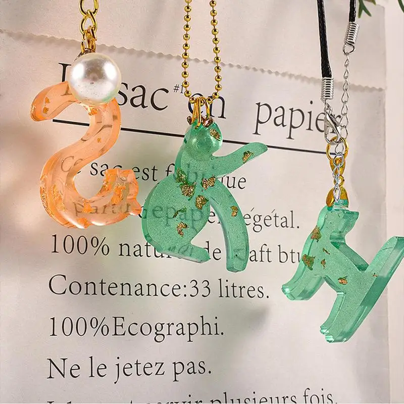 Moules en silicone en résine de lettre de l'alphabet en forme de chat pour porte-clés, pendentif de bijoux, lettre de bricolage exécutif, moules d'élection d'ornement, artisanat en argile, xy