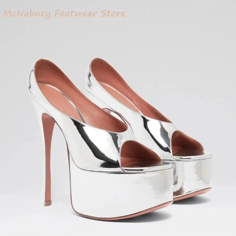 

Женские туфли-лодочки из атласа с круглым носком, на очень высокой водонепроницаемой платформе, с V-образным низким вырезом, на шпильке, в римском стиле