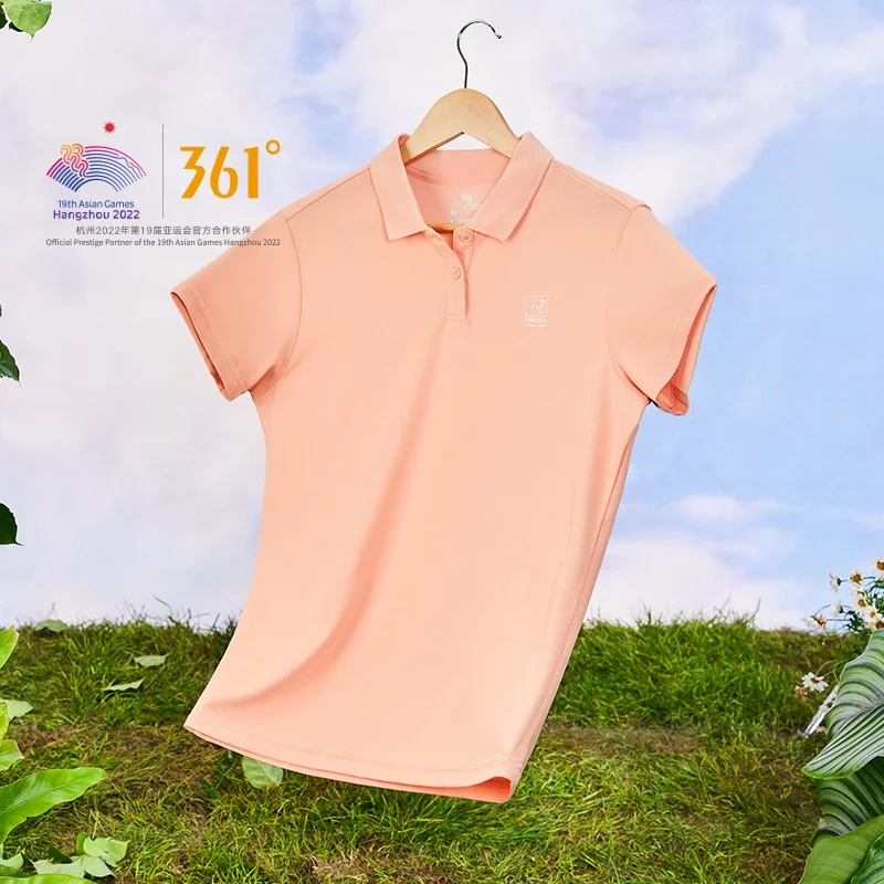 

361 Degrees Women's Short-Sleeved T-Shirt Casual Lapel Top Breathable Polo Shirt Sportswear Female 662124110