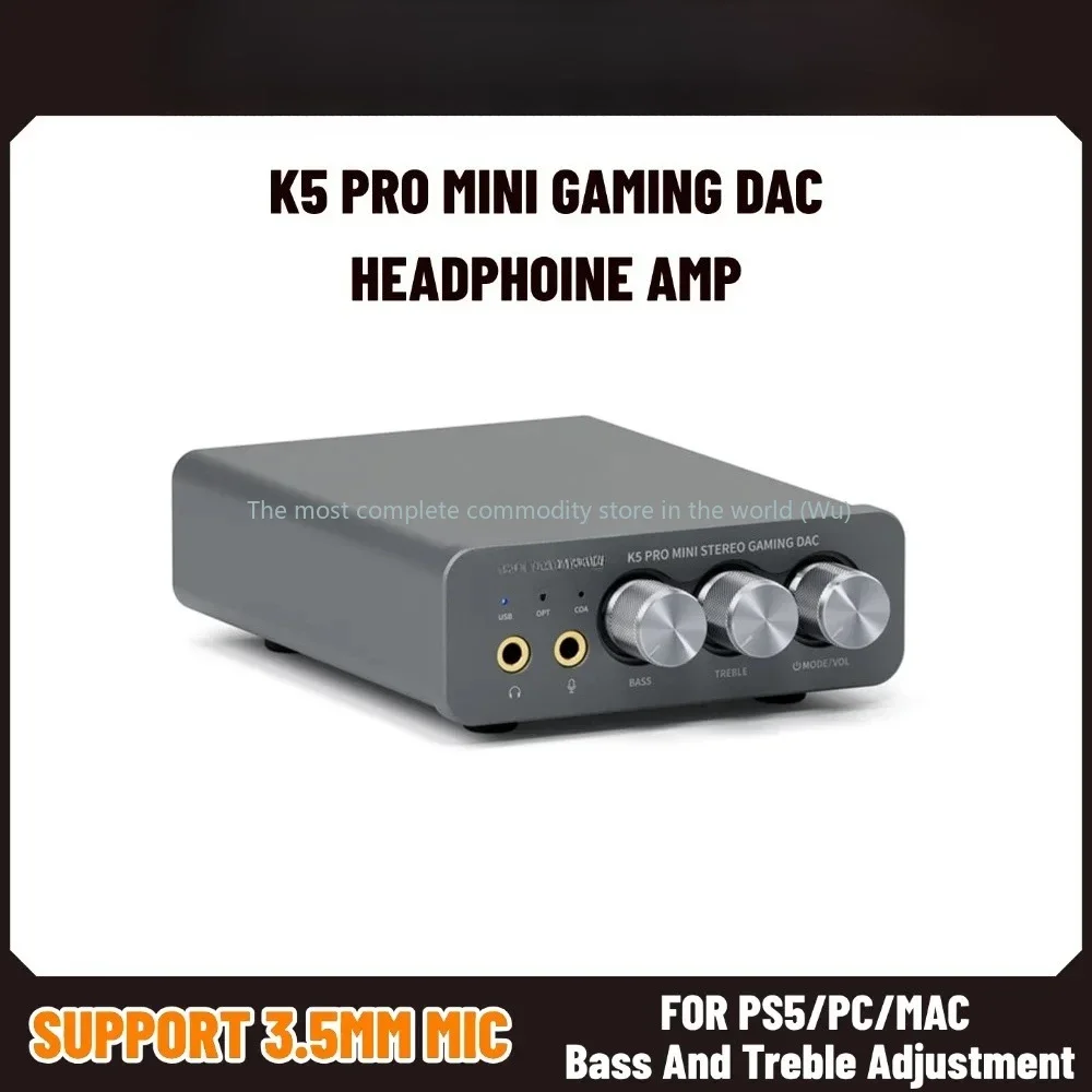 

K5 PRO Gaming USB DAC With Microphone Headphone Amplifier Mini Audio Decoder for PS5 Desktop Powered Active Speakers