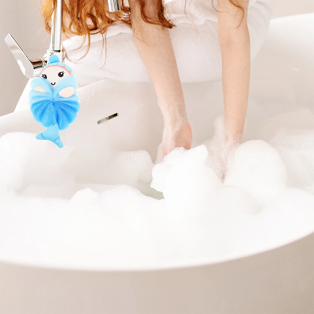 

4 Pcs Cartoon Bath Sponge Adorable Kids Shower Scrubber Frosted Body Wash Loofah For Children Bathroom Foam Ball Baby