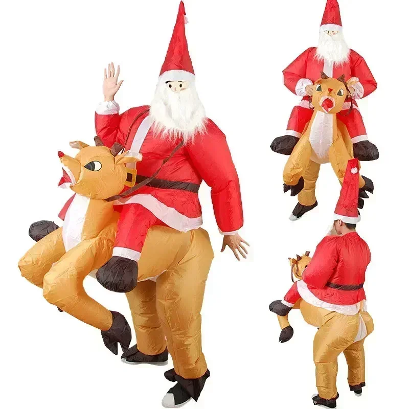 

Inflatable Santa Claus Adult Costume Christmas Snowman Suit For Xmas Holiday Funny Jumpsuit Cosplay Festive Suit Party Supplies