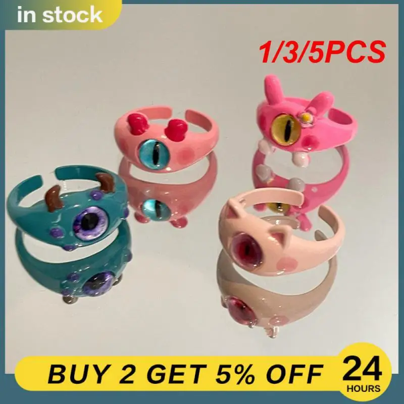 1/3/5PCS Fashionable Monster Ring Personalized One-eyed Monster Accessories Adorable Ring Quirky Jewelry Colorful Unique Playful