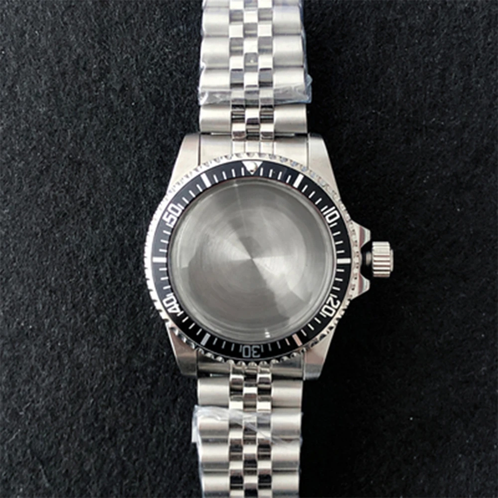 39.5mm Stainless Steel Watch Case Strap Set, Acrylic Mirror Domed Glass Retro Case NH35 Bracelet, for NH35 NH36 Movement Shell