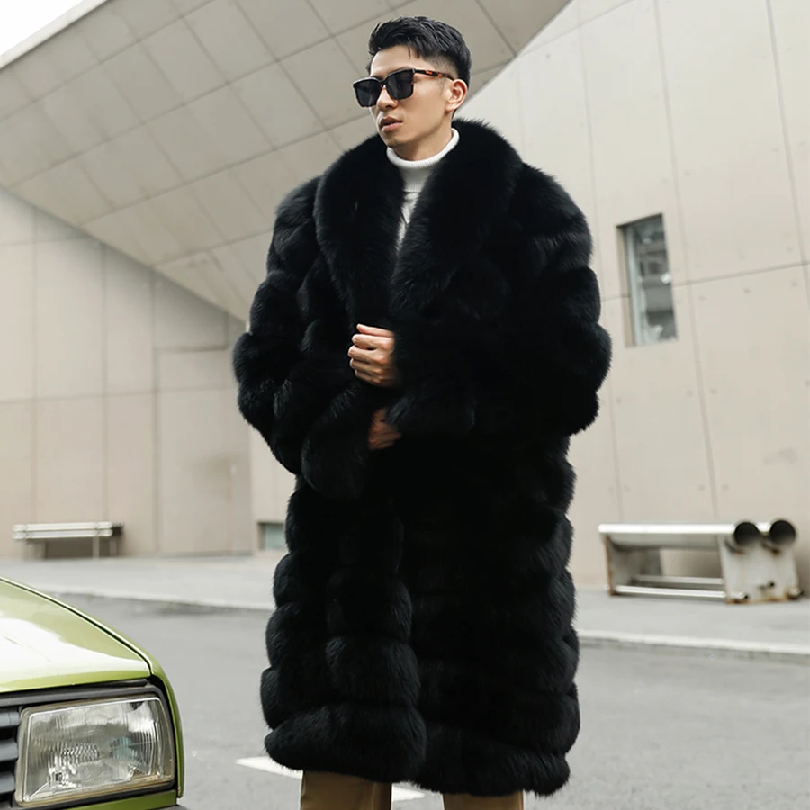 Mens Real Fur Coat Natural Fox Fur Jacket Long Men's Winter Jackets 2024 High Quality Best Seller