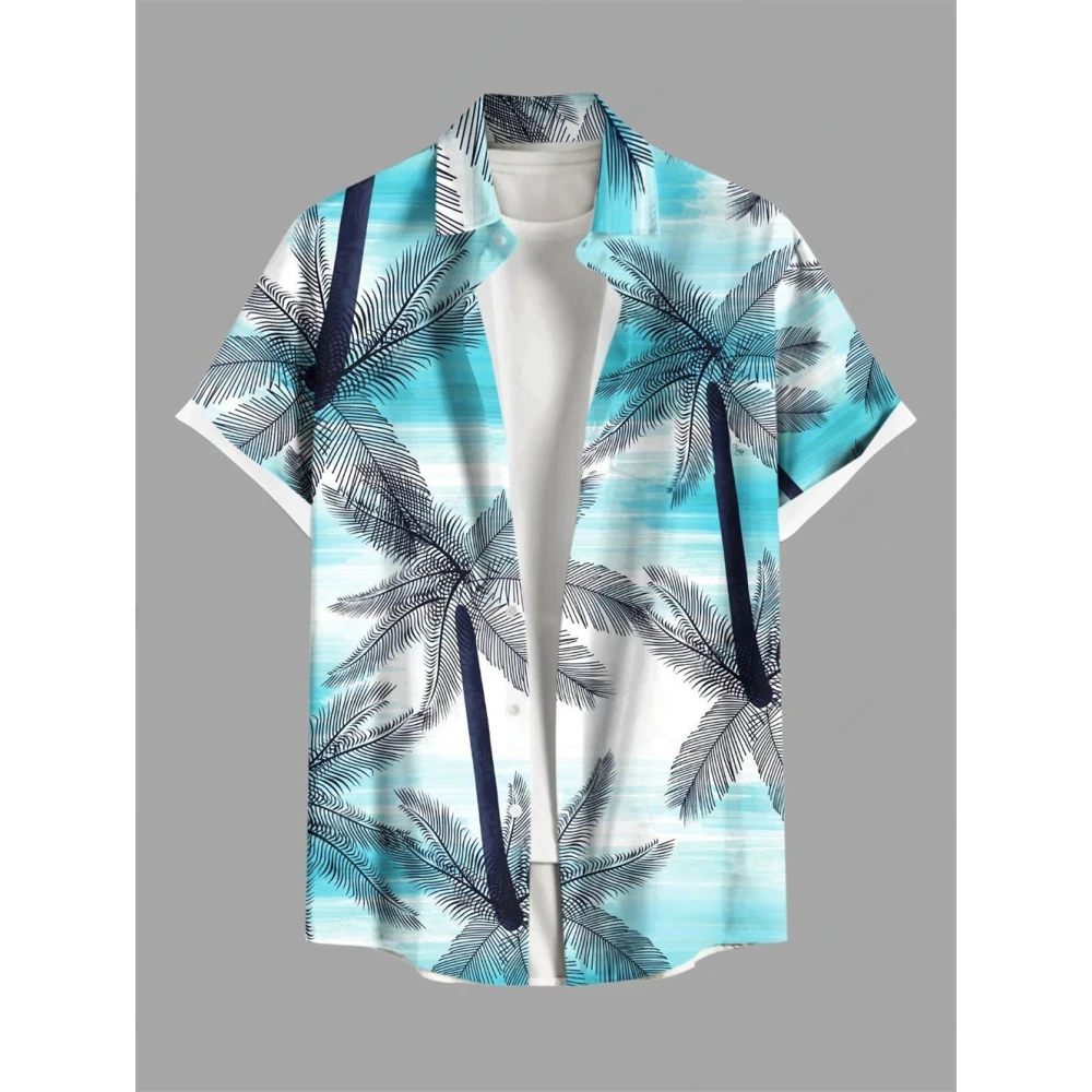 Hawaiian Retro Shirt Geometric Print Men's Summer Casual Flower Korean  Short Sleeve Tops Casual Shirt for Men Short Sleeve Shir
