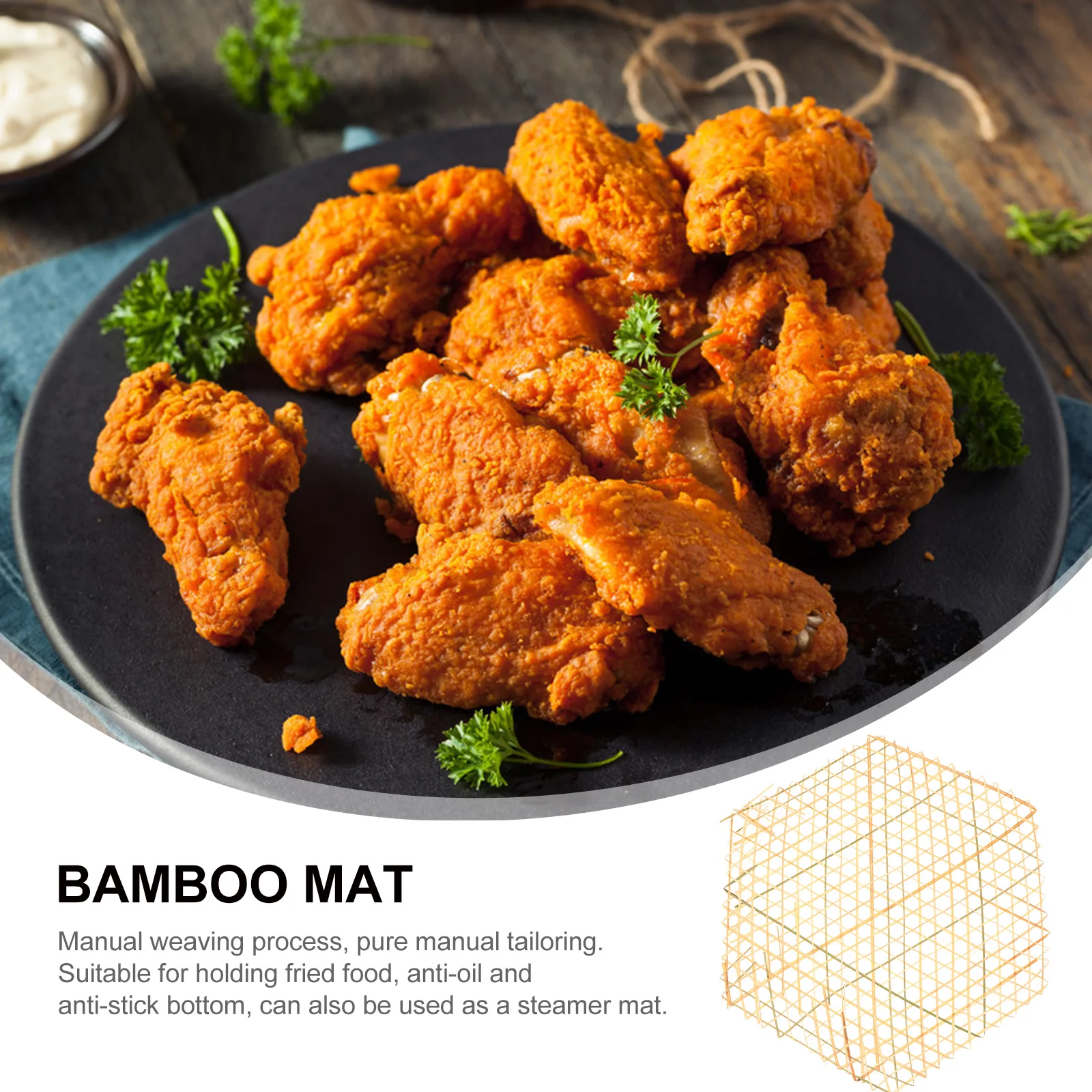 

6 Pcs Bamboo Mats H woven Rustic Placemat Anti Oil Fried Food Mesh Mats Decorative Dish Mat Steamer Pad Tableware Accessory