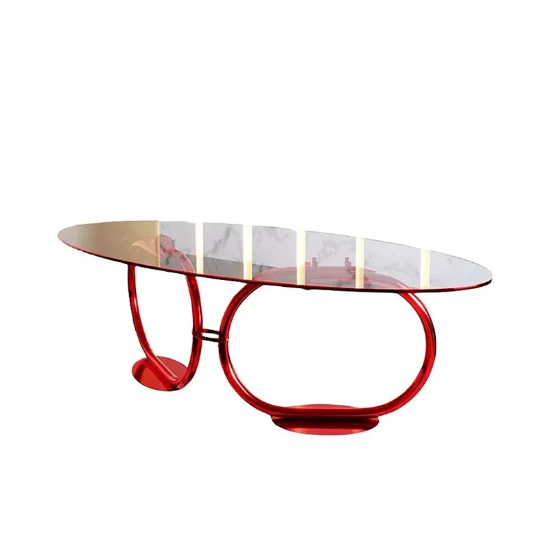 

Tempered glass, new home modern, creative high-end sense, metal dining table