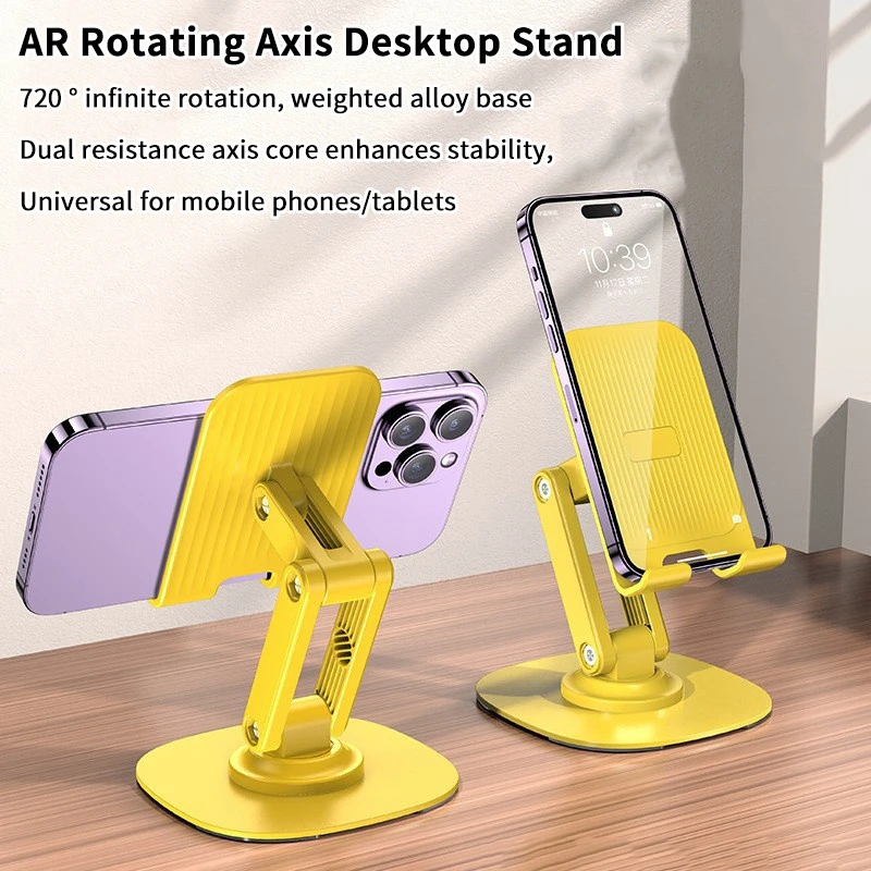 360 Rotation Metal Base Foldable Desktop Phone Holder Desk Lazy Tablet Stand Support Mount For IPhone IPad Xiaomi Tab Samsung