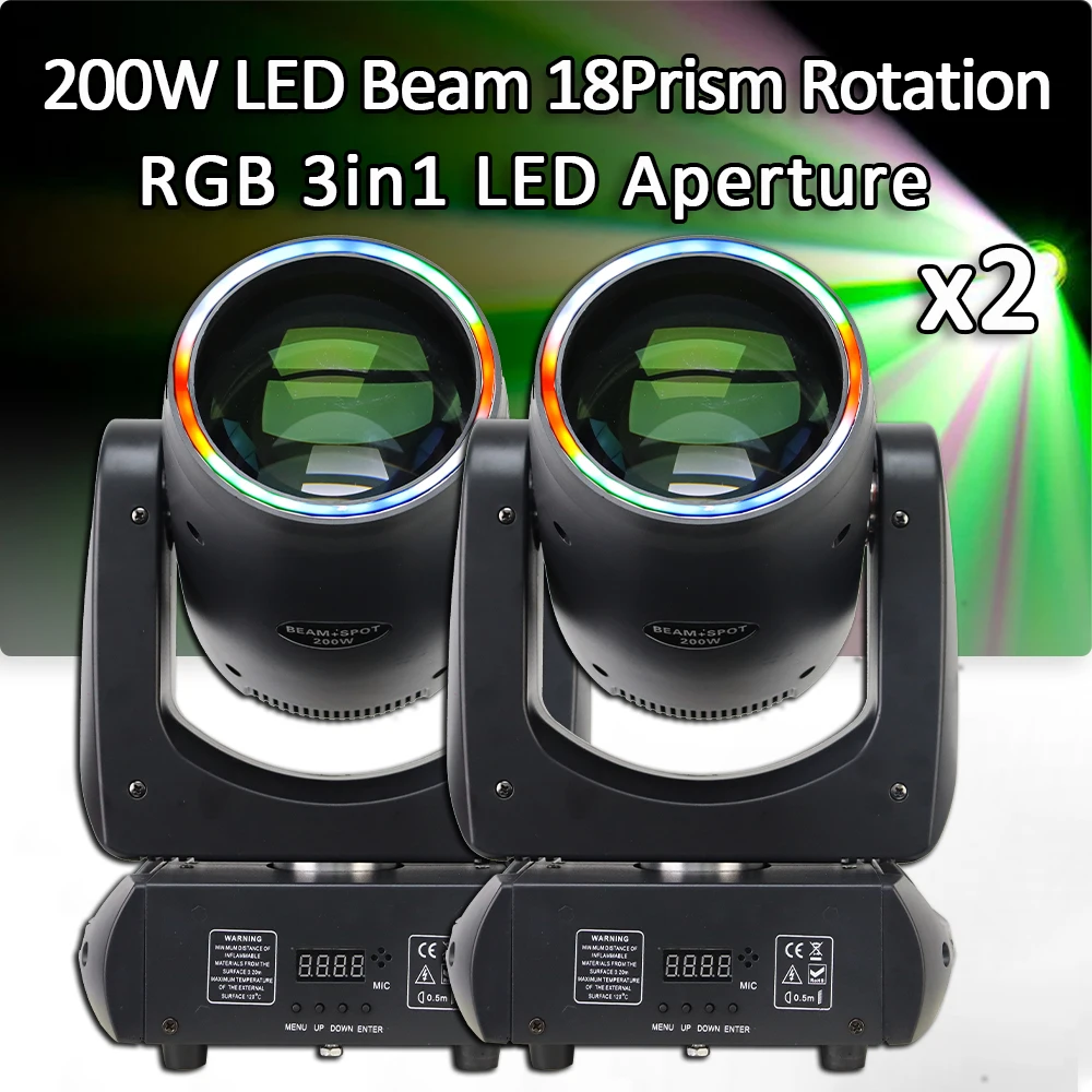 

2Pcs/Lot LED 200W Beam Spot Wash Gobo 18 Face Roto Prism 250W Moving Head Lights Super Bright Dj Party Disco Light Stage Lights