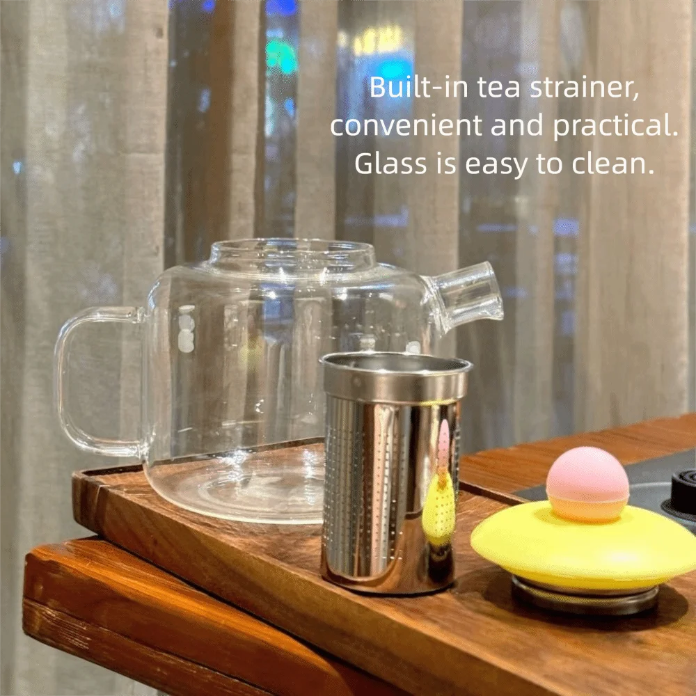 1000ml Glass Teapot Removable Infuser Borosilicate Glass Tea Kettle 304 Stainless Steel Heat Resistant Tea Maker Home view 5
