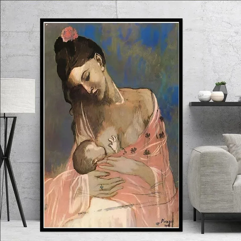 Pablo Picasso Canvas Painting Mother and Child Posters and Prints Wall Art Modern Pictures for Living Room Home Cuadros Decor