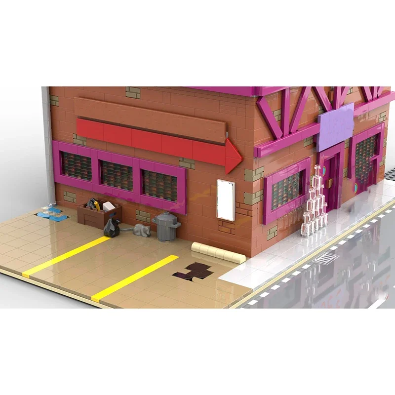 Popular City Street View Model Moc Building Bricks Springfield Tavern Architecture Technology Modular Block GiftsToy DIY Set