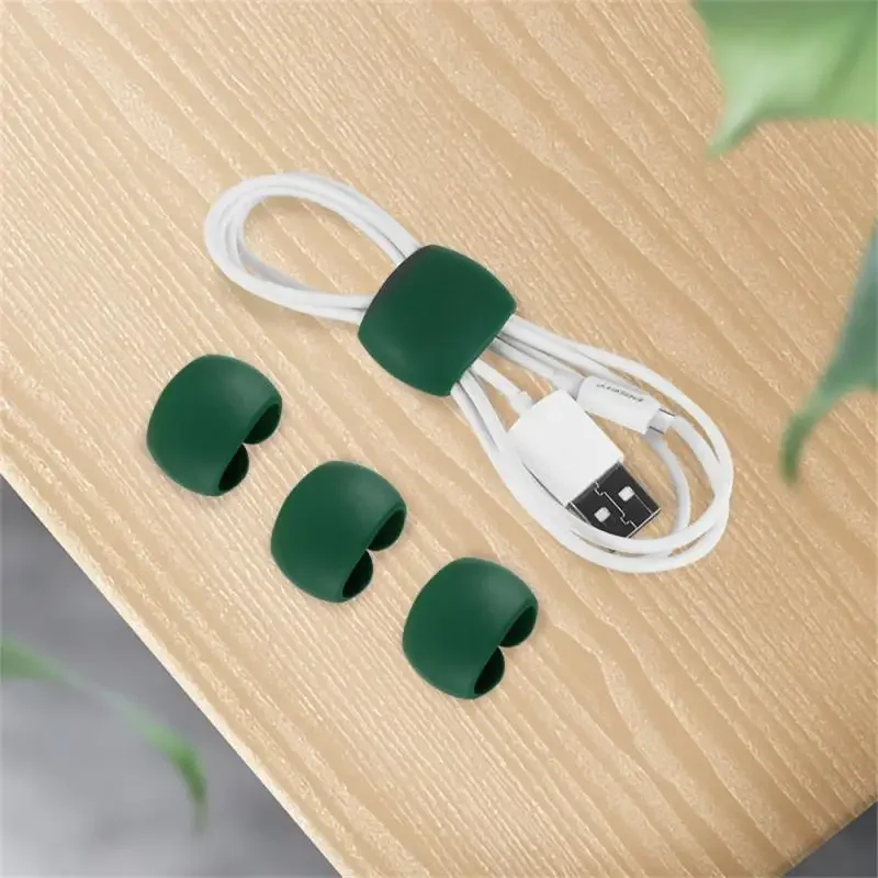 Enrollador de cables, Clips redondos para cables, soporte para cargador de auriculares USB para teléfono móvil, organizador de escritorio, gestión de cables de escritorio