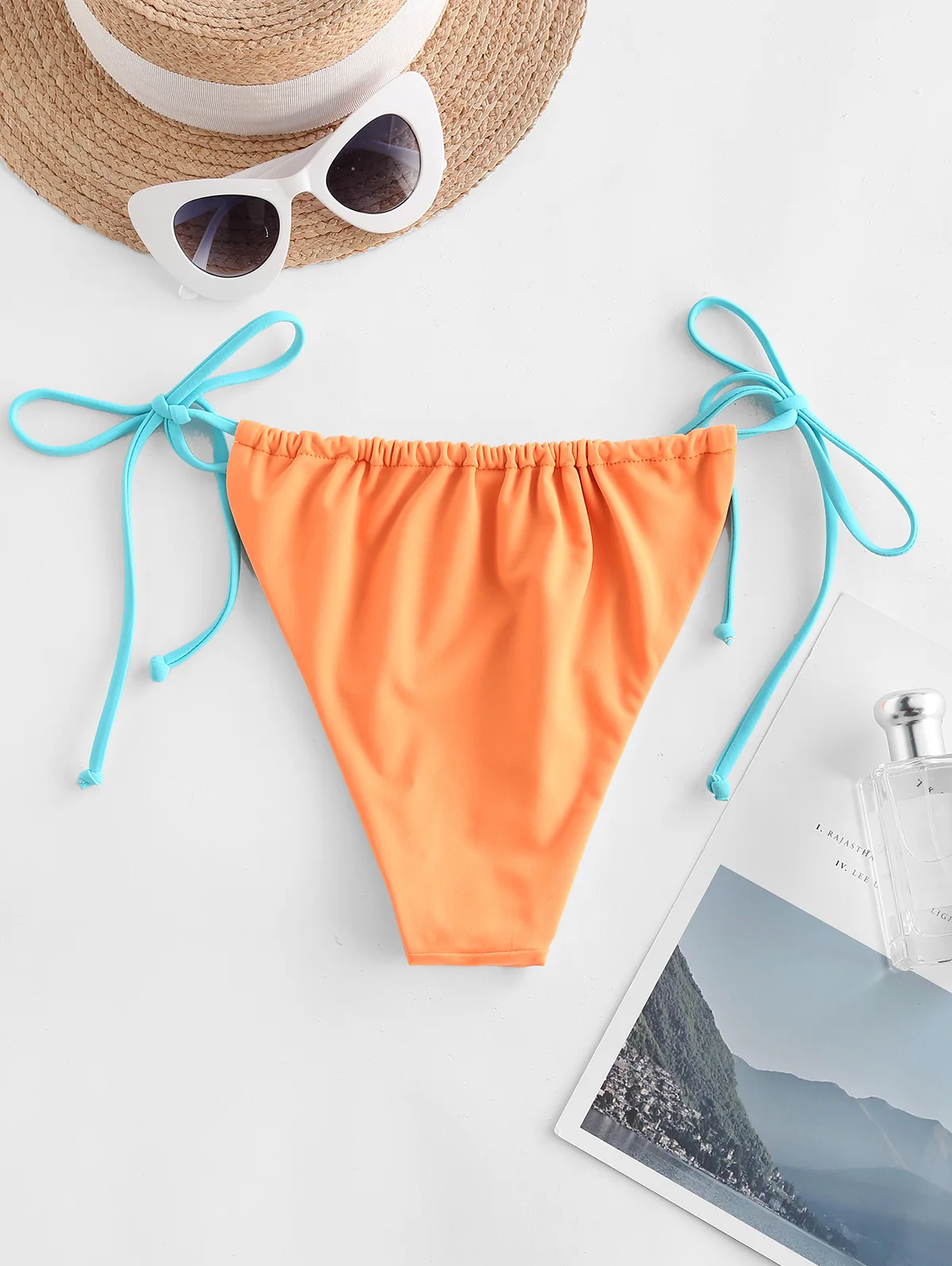 ZAFUL Contrast Strap Tie Side Tanga Bikini Bottom