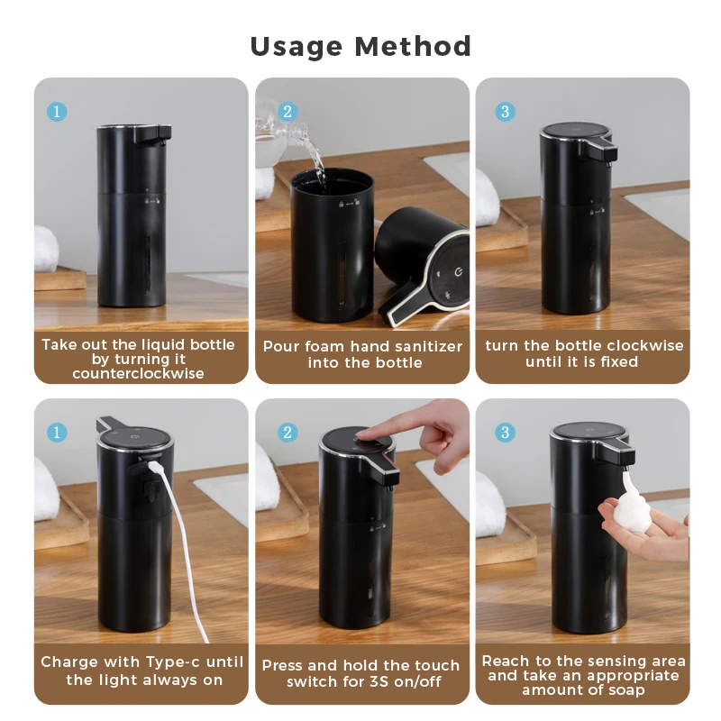 جديد الحائط موزع الصابون الأوتوماتيكي رغوة غسالة اليد الذكية 400 مللي السائل قابلة للشحن الحمام التعريفي الاستشعار #5
