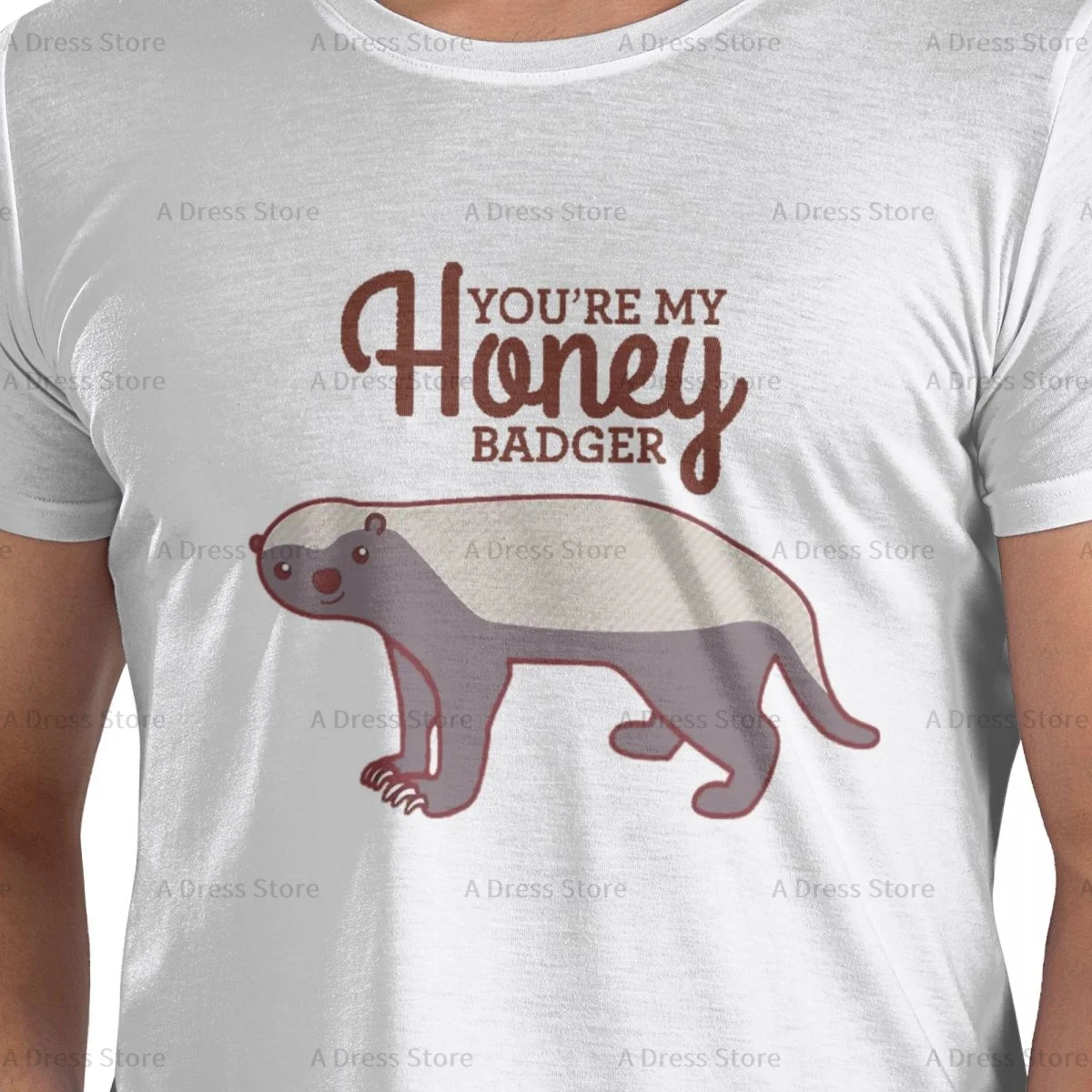 Honey Badger Men's round neck T-shirt,Modern,Oversized print Tee Shirt,Short Sleeve T shirt all the year round Gift