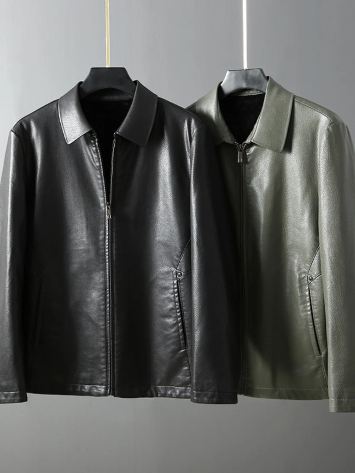 

Высококачественная мужская кожаная куртка из оленьей кожи с меховой подкладкой, деловая повседневная, ветрозащитная, теплая, с воротником-стойкой, из натуральной кожи...