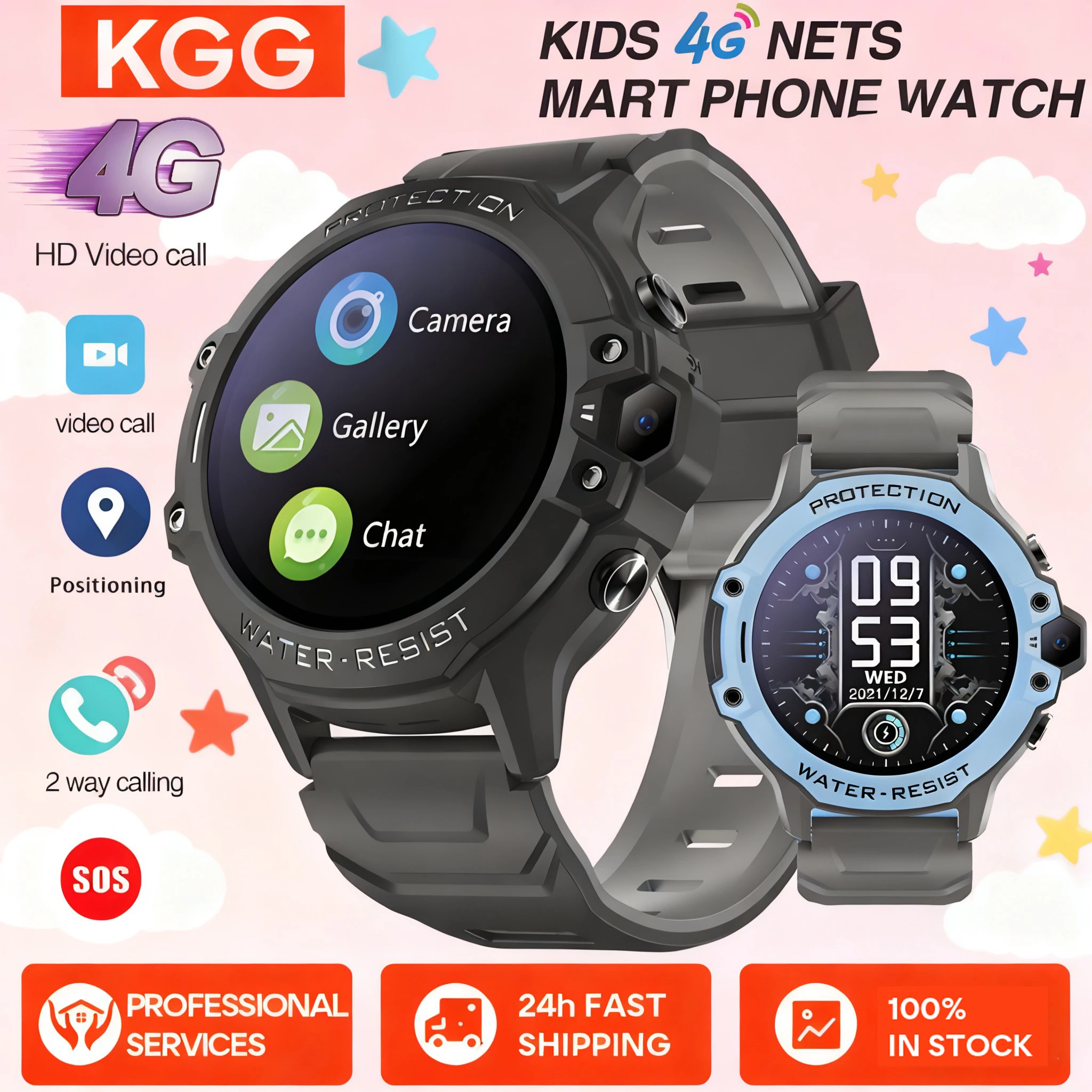 

1.28" Kids 4G Smart Watch Student GPS WIFI LBS Location Waterproof Video Call Chat 670Mah Battery Calculator Children Smartwatch
